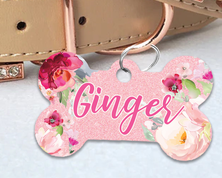 Pet ID Tag | Light Pink Floral