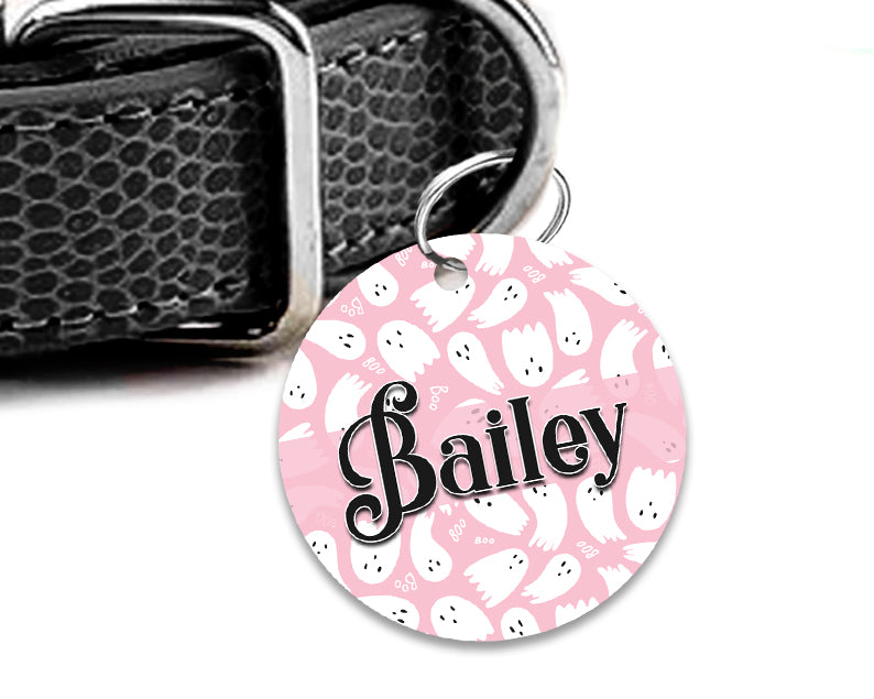 Pet ID Tag | Pink Ghost