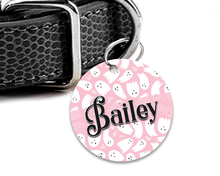 Pet ID Tag | Pink Ghost