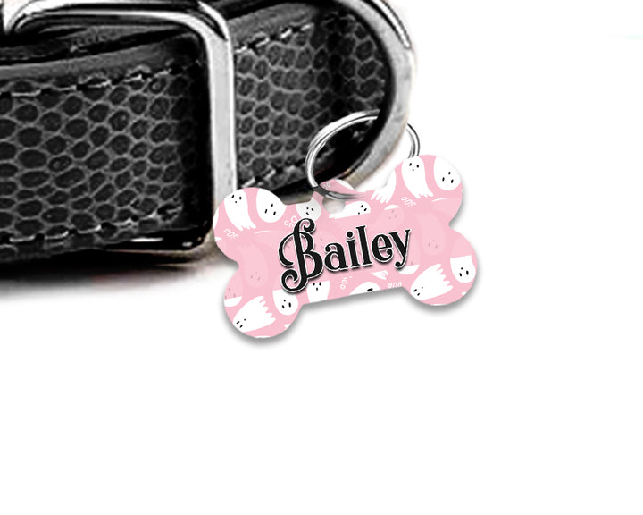 Pet ID Tag | Pink Ghost