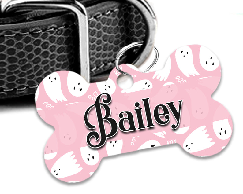 Pet ID Tag | Pink Ghost