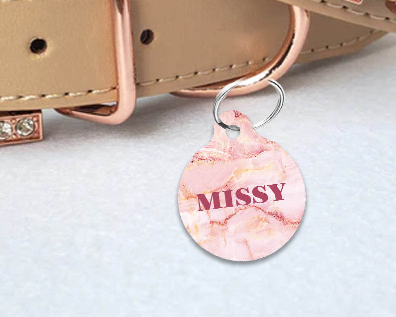 Pet ID Tag | Pink Marble