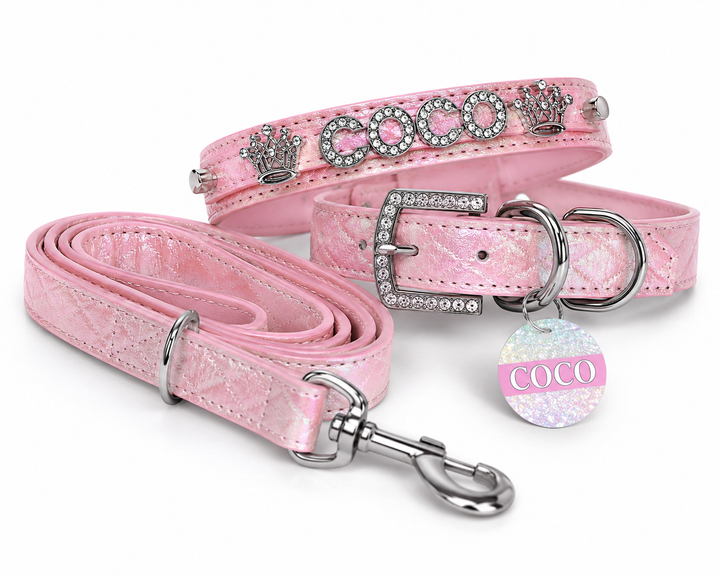 Quilted Iridescent pink collar