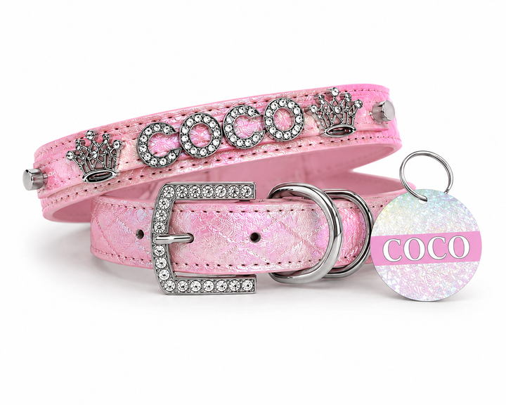 Quilted Iridescent pink collar