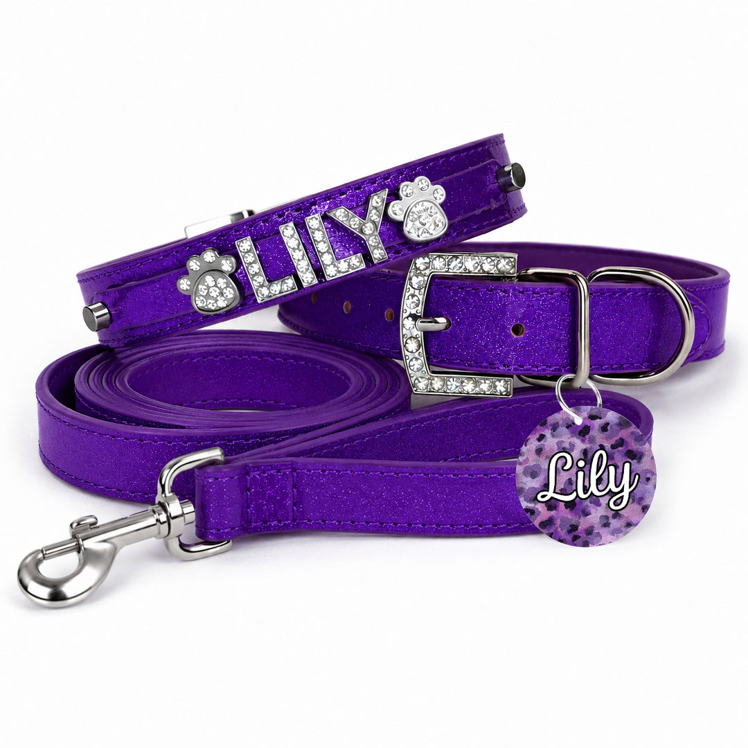 Dark Purple Sparkle Personalized Pet Collar