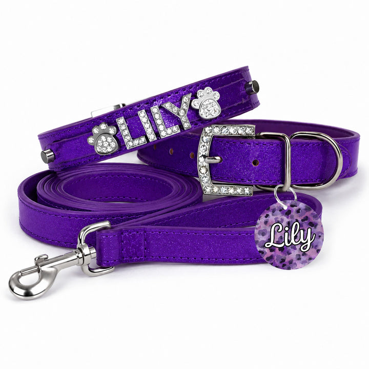 Dark Purple Sparkle Personalized Pet Collar