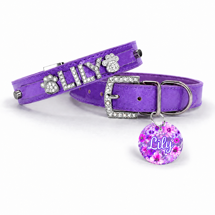 Dark Purple Sparkle Personalized Pet Collar