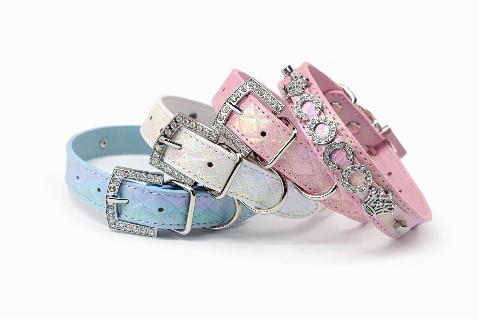 Quilted Iridescent Periwinkle Blue collar