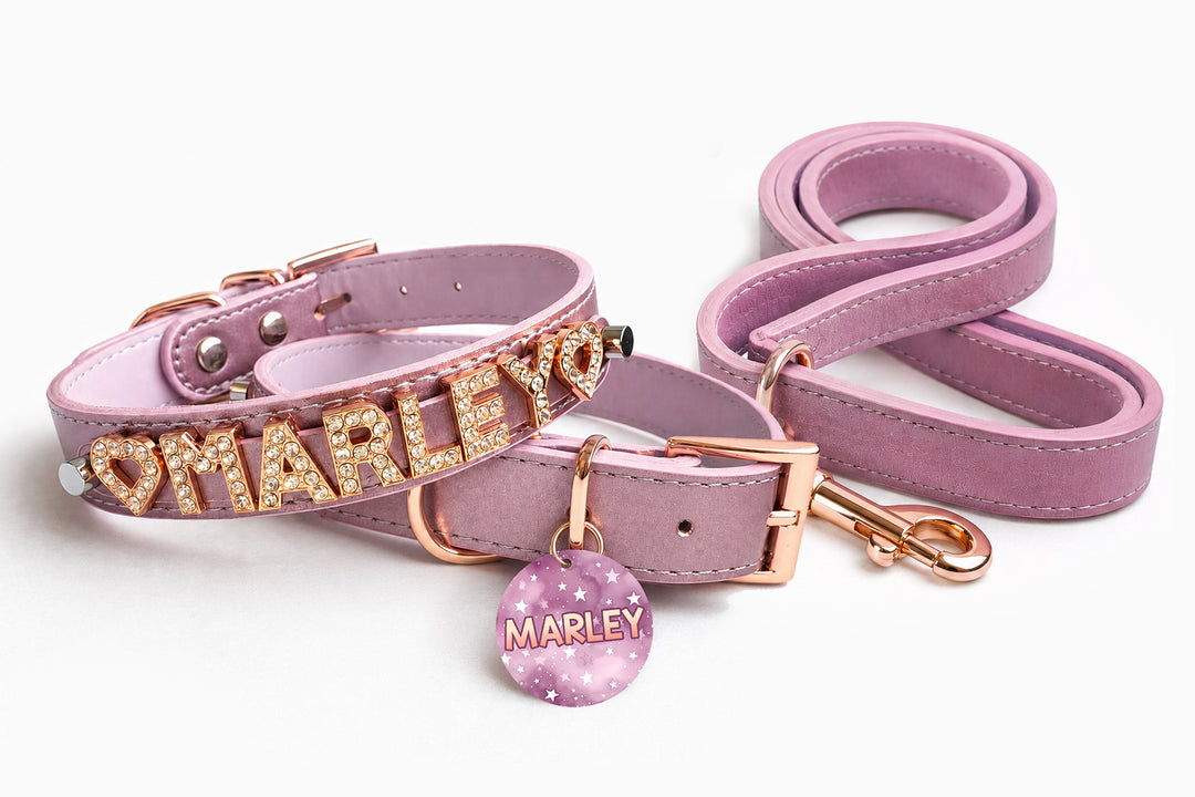 Spacedust Mauve Personalized Pet Collar