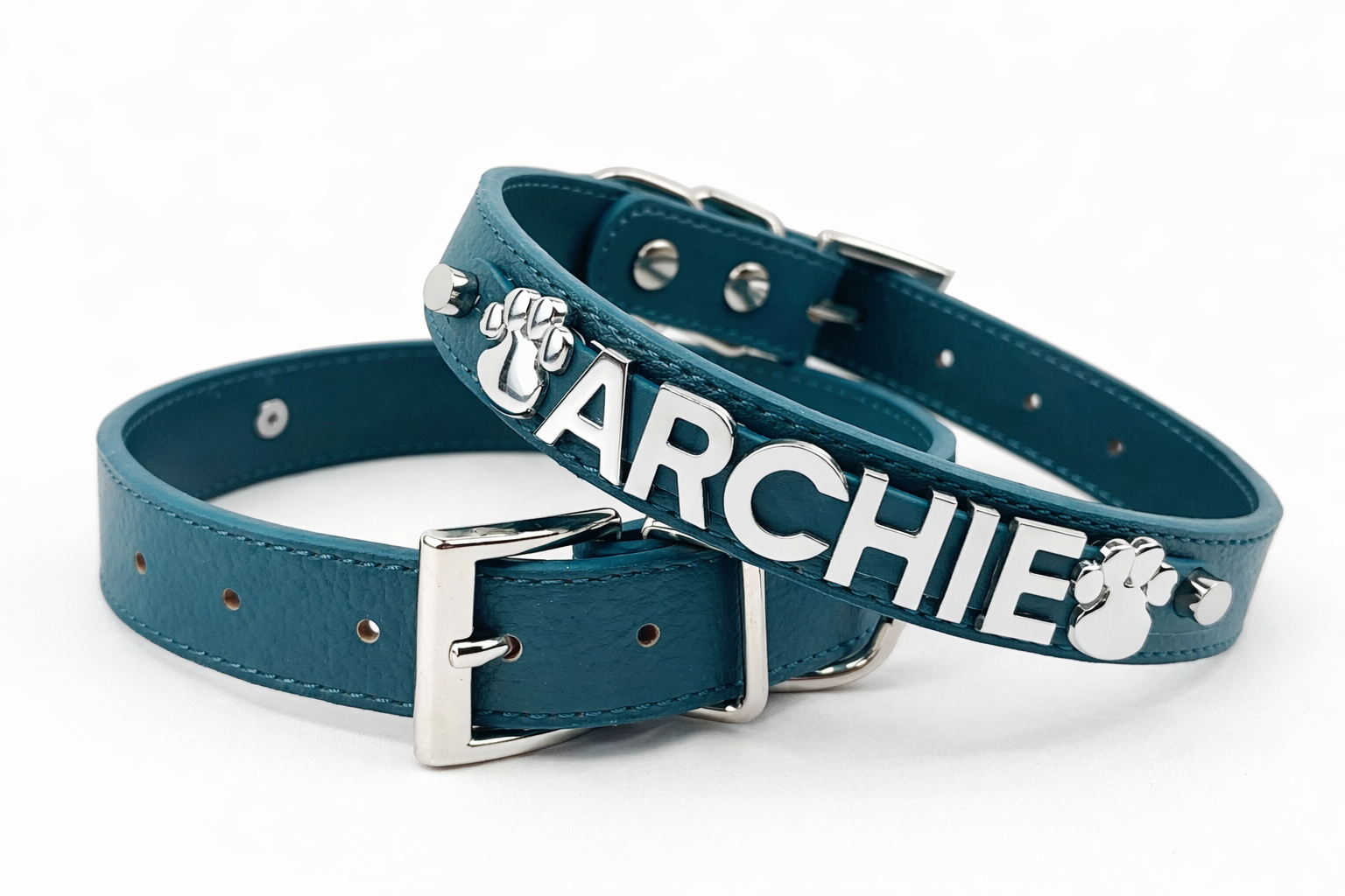 Tidewater Blue Chrome Pet Collar