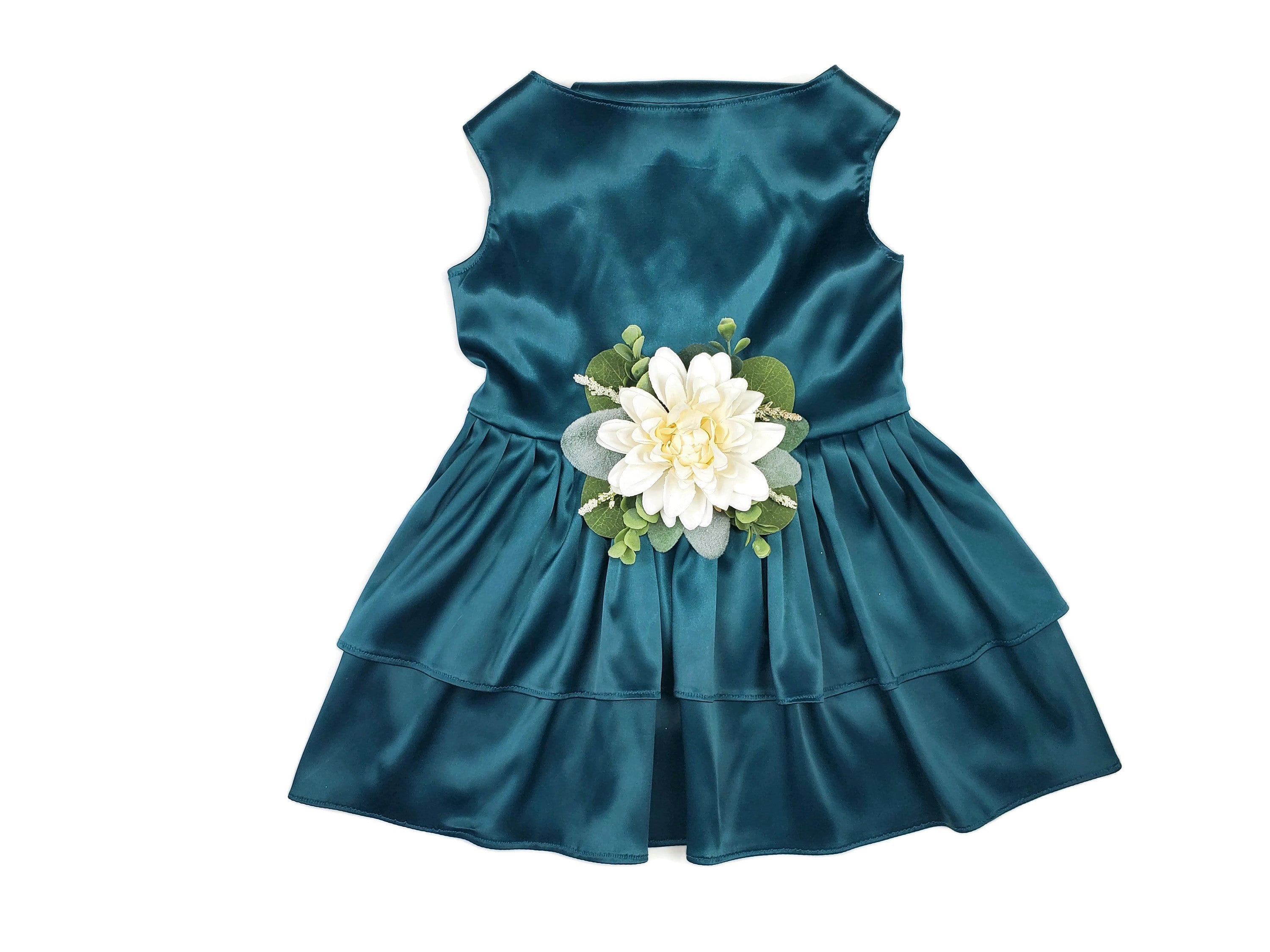 Satin Pet Dress | The Phoebe | 10 Color Options | Peacock Teal