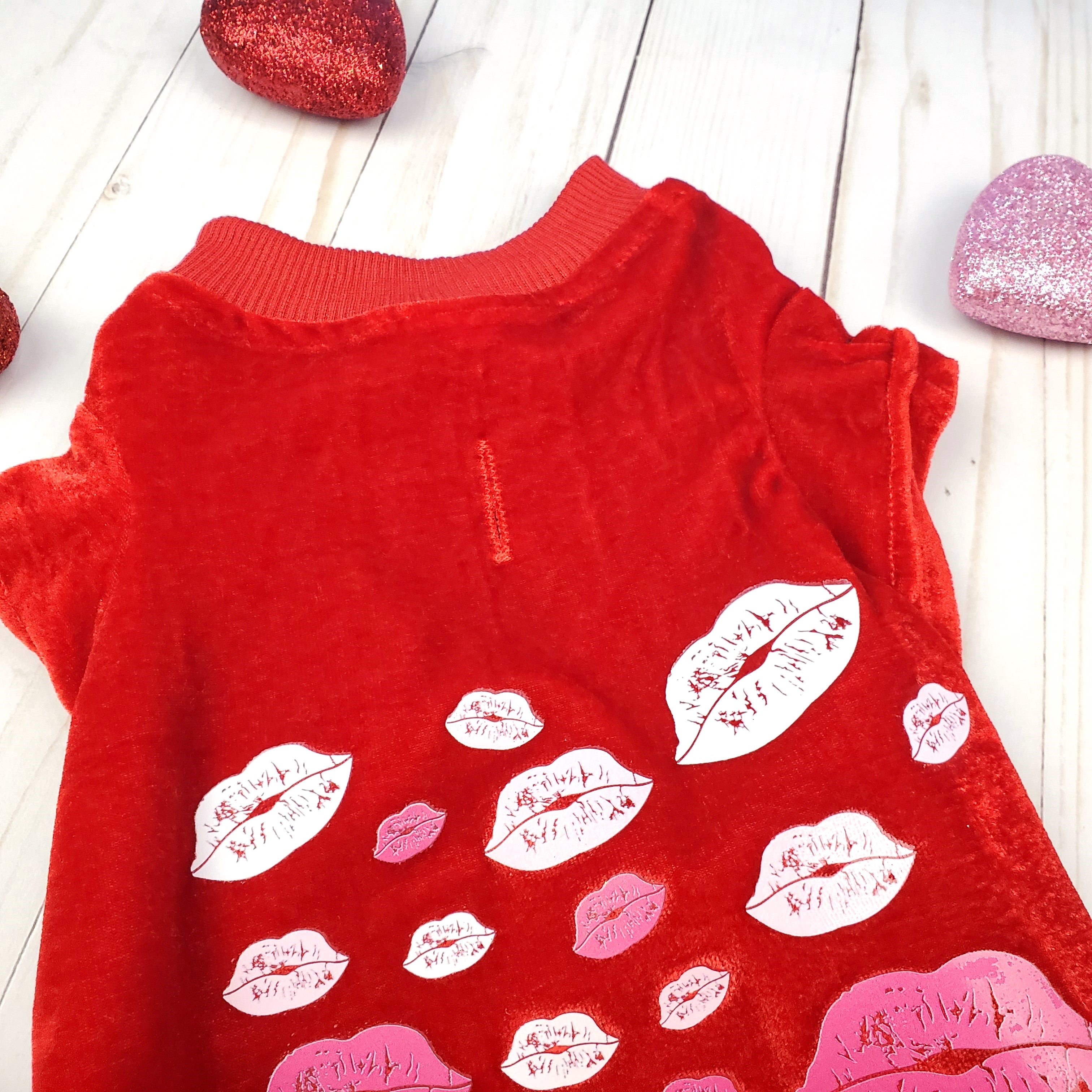 Puppy Kisses Valentine Velvet Sweater
