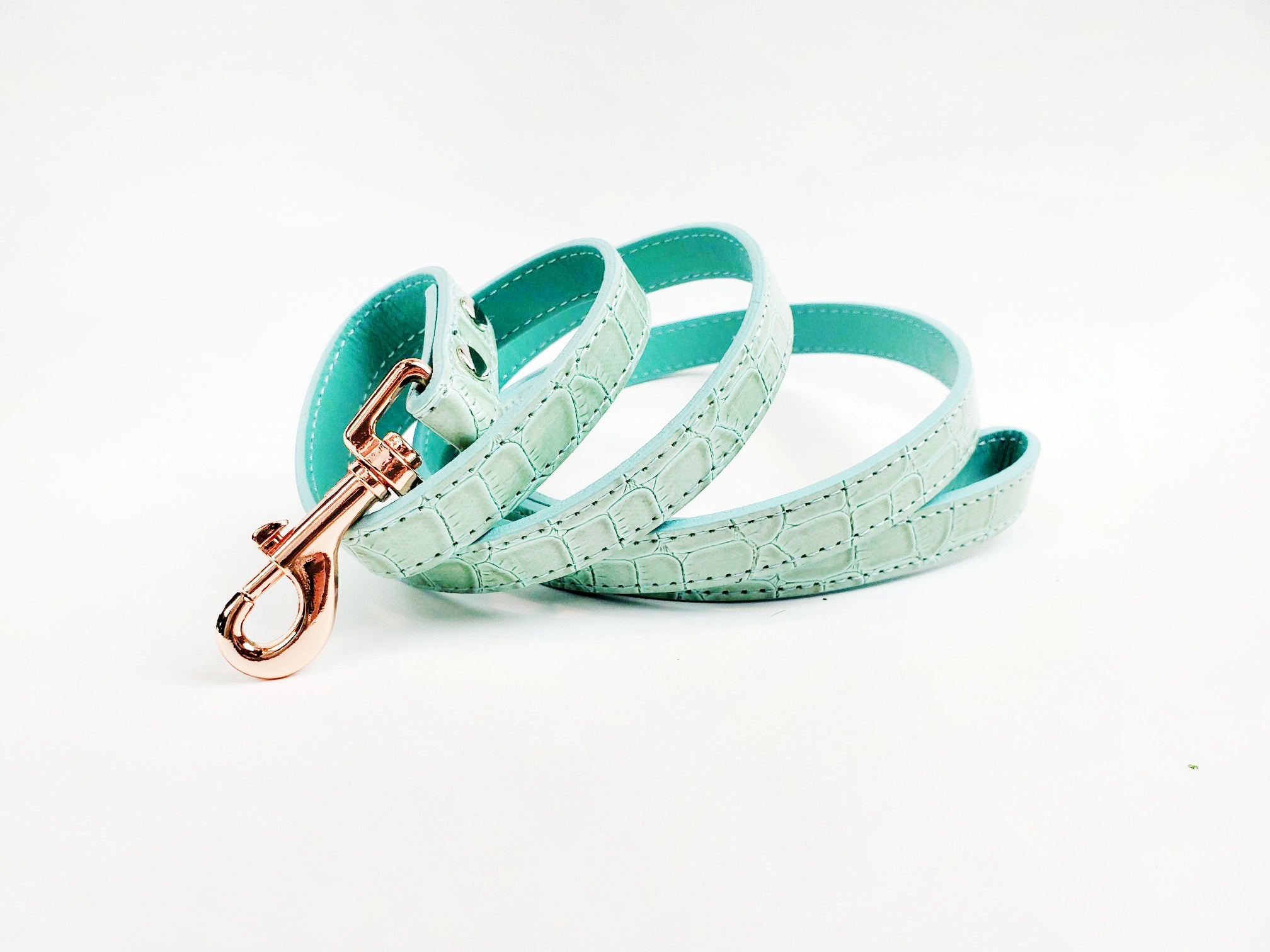 Mint Croc with rose gold Pet Collar