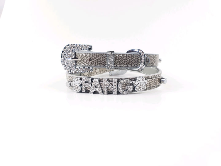 Gray croc collar