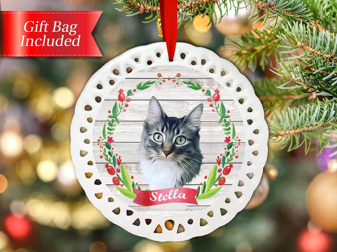 Personalized Christmas Ornament | Black And White Buffalo Plaid