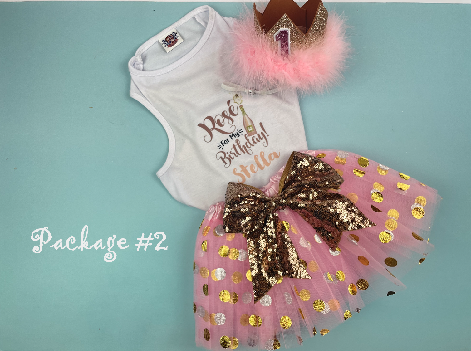 Rosé Birthday Dog package