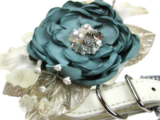 Flower Dog Collar | The Aquamarine Rose