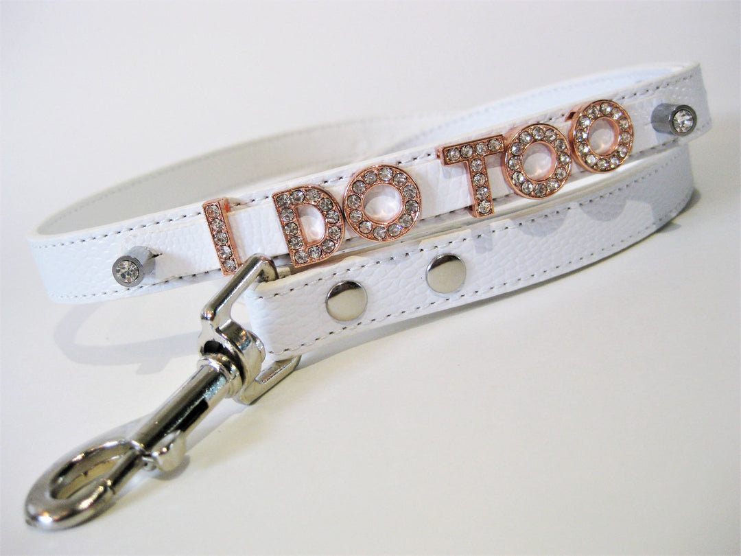 Wedding Dog Leash | Beige & Ivory with Rose Gold