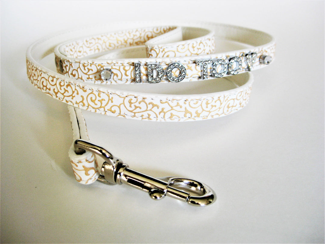 Wedding Dog Leash | White, Ivory, Pink, Brown, or Silver