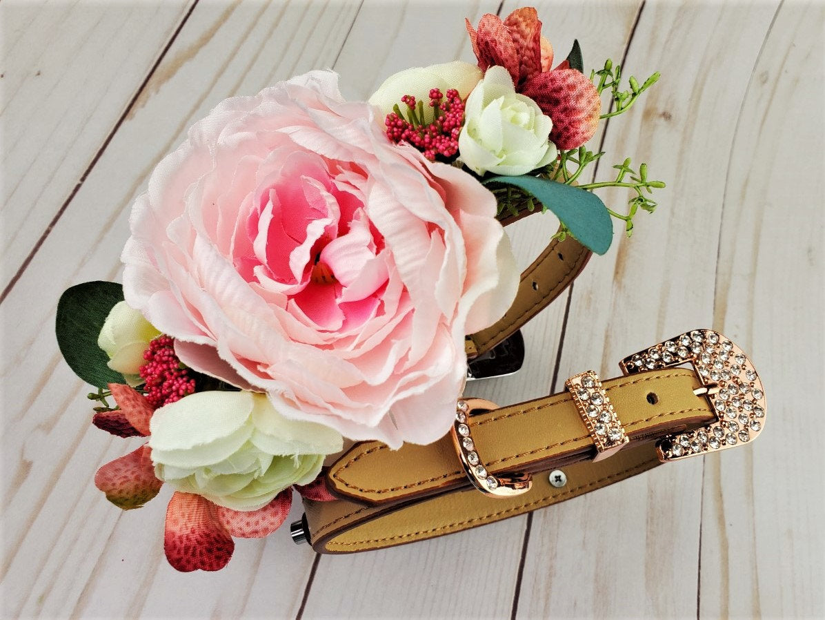 Flower Dog Collar | Burgundy and Blush Dog Collar